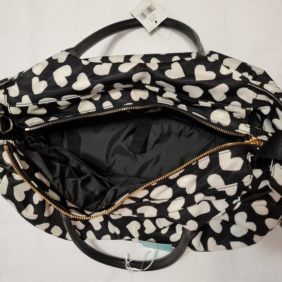 Kate Spade Stevie Baby Bag Black & White/Cream Hearts Renny Drive - Picture 5 of 11